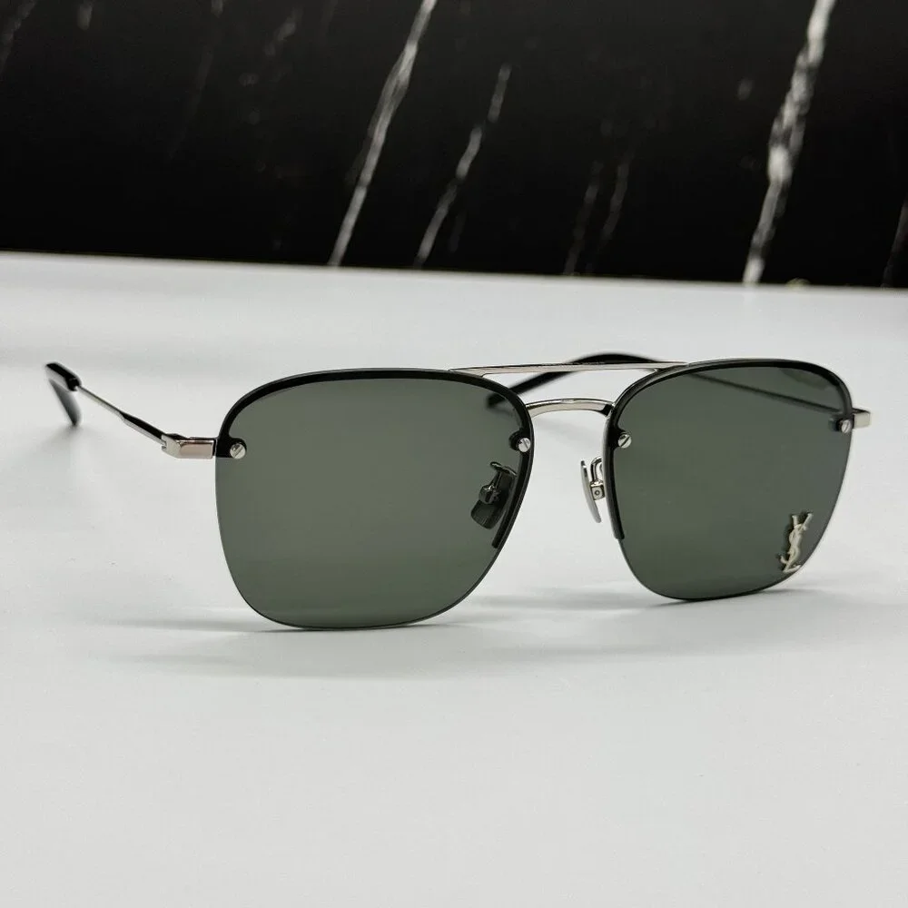 NEW SAINT LAURENT SL309 M 002 SUNGLASSES SILVER UNISEX EYEWEAR SL309M 002